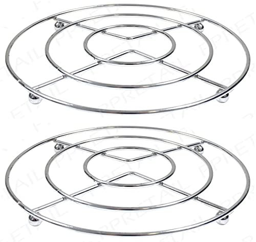 2 x Chrome HOT PAN Pot Stands Stainless Steel Round Trivet Holder Kitchen