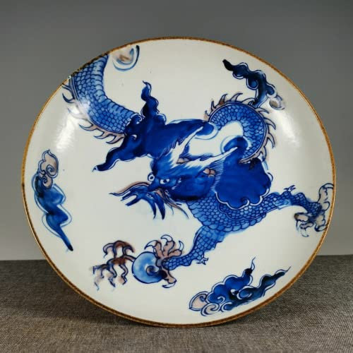 Porzellan-Teller, 22,5 cm, Drachen-Muster, handbemalt