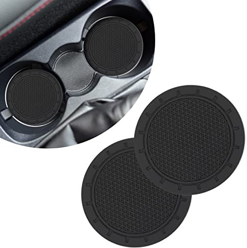 2PCS Car Cup Coaster,Universal Car Cup Holder Insert,2.75 inch Silicone Car Coasters Car Cup Holder Insert Coaster Anti Slip Universal Vehicle Interior Accessories,Cup Mats For Car (Black)