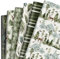 AnyDesign 12 Blatt Geschenkpapier Waldmotiv Aquarell Wald Geschenkpapier Bulk Grüner Baum Elch Kunstpapier für Geburtstag Hochzeit Babyparty DIY Handwerk Geschenkverpackung, 19.7x27.6, flach gefaltet