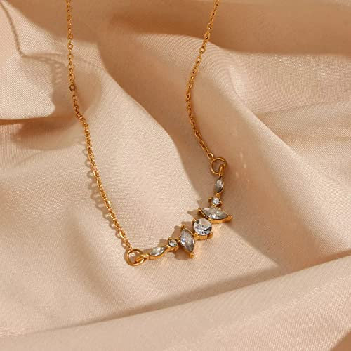 Halskette Anhänger Anhänger für Damen Halskette mit Zirkonit-Anhänger Blatt Blume Pflanze Kristall-Anhänger Geburtstag Hochzeit Weihnachts Geschenke für Frauen