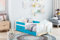 Happy Babies MOBI - Kinderbett 160 x 80 | Kinderbett mit Rausfallschutz & Bettkasten | Jugendbett mit farbigem Aufkleber | Kinderbett mit Matratze 80x160 | Kinder-Bett für Mädchen & Jungen BLAU (M12)