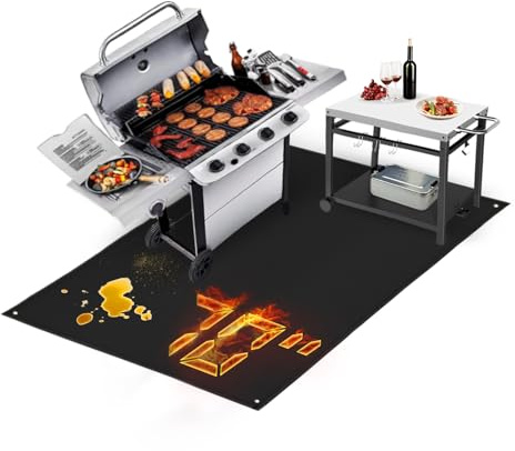 TOHONFOO 177,8 x 121,9 cm Grillmatten für Outdoor-Grill, feuerfeste Grillmatten kompatibel mit Blackstone zum Schutz des Decks, Grillzubehör kompatibel mit Blackstone – 0,6 mm