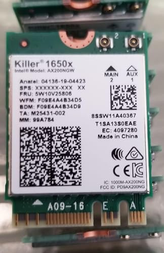 Intel AX1650x Killer Series Gaming WiFi 6 Upgrade Adapter | M.2 WiFi Card for PCs | High-Speed 2.4 Gbps WiFi | Bluetooth 5.2 Compatible | Works with Intel, AMD, Windows 10 and Newer, Linux (AX1650x)