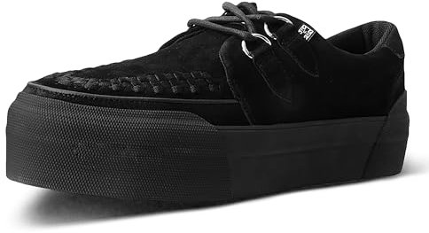 T.U.K. Stacked Creeper Sneaker - Herren & Damen Schuhe - Farbe Black Suede - Puck, Goth und Rocker Style Leder und Wildleder Schnürschuhe - Größe EU41