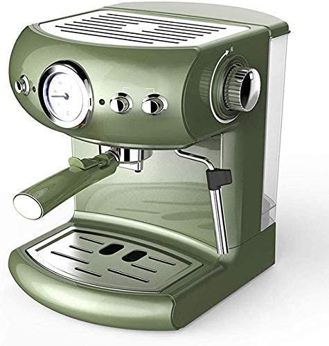 TEmkin Cafetera Italiana doméstica 19BAR Cafetera Espresso Bomba semiautomática Visualización de presión Control de Temperatura Doble 220 V Diseño Retro Verde