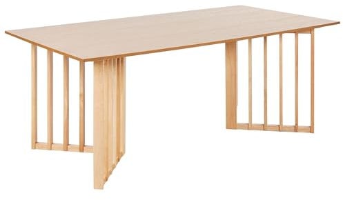 Moderner Esstisch mit Rillenfuß helle Esche Holz 200 x 100 cm Leandra
