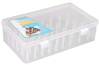 susiodeu Sytrådslåda 42 spolar Plastförvaring Hushållsbroderi Sy Art Craft Dubbellås Dammtät behållarehållare, Klar