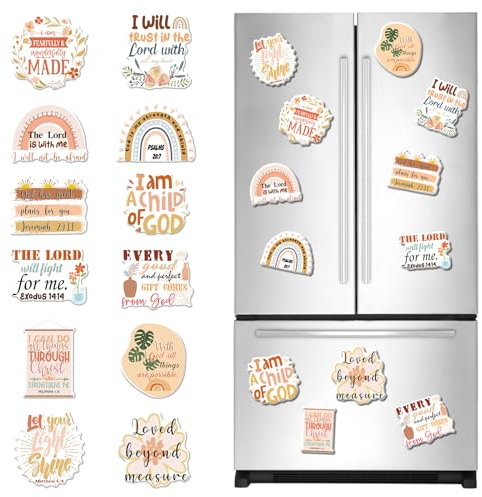 Inspirational Bible Verse Refrigerator Magnets - Thrist 12PCS Boho Bible Verse Magnets for Fridge Motivational Religious Jesus Phrase Scripture Refrigerator Magnets for Home Kitchen Office Decor