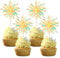 Gyufise 20Pcs Foil Firework Cupcake Toppers Happy Birthday Cake Toppers Tinsel Flower Drink Stirrers Cocktail Food Fruit Toothpicks for Valentine's Day Party Birthday Wedding Supplies Yellow