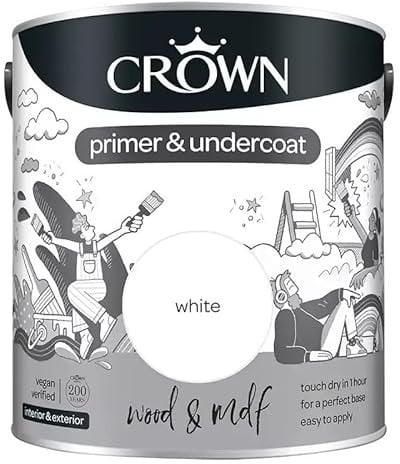 Crown Wood and MDF Primer and Undercoat, White (0.75 Liters)