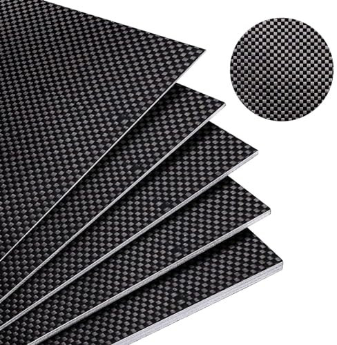 Kalolary Placa de Fibra de Carbono 3K de Alta Dureza - Epoxy Fibra de Vidrio para Artesanía (Plano, 300 * 300 * 2mm)