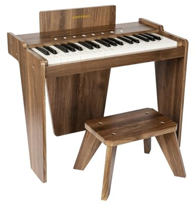 ZIPPY MAT Tastiera per bambini, pianoforte digitale a 37 tasti per bambini, strumento educativo musicale, pianoforte in legno per 3+ ragazze e ragazzi (Noce Plus)