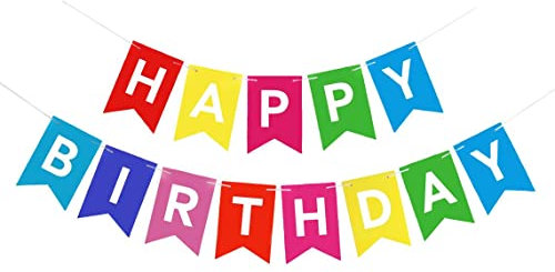 Happy Birthday Bunting Banner - Pastel Party Decorations | Hanging Letters Garland | Unisex Birthday Decor | Garden & Home Use (Multicolour)