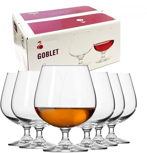KRADLUX Exclusive 6-Piece Cognac Glass Set, 330 ml, Brandy Schwenker Glasses, High Gloss Finish, Cognac Glasses, Cognac Glass, Brandy, Dishwasher Safe