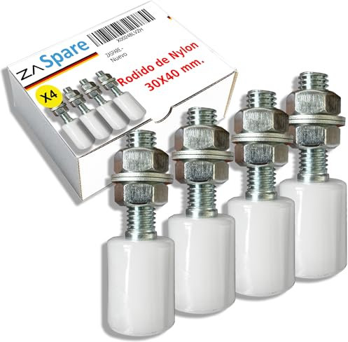 ZASPARE - Rulli Guida Cancello Scorrevole in Nylon 30X40 | Rullo Teflon Resistente, Rullo Nastro Trasportatore, Rulli per Cancelli Scorrevoli, Rotelle per Cancello (PACK 4)