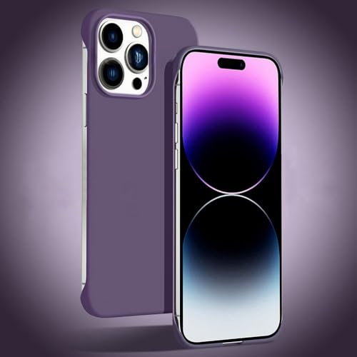 JZFDCLF Custodia rigida antiurto per PC senza cornice ultra sottile per iPhone 15 14 13 12 Mini 11 Pro Max X XR XS SE 2 7 8 Plus Cover rigida sottile, viola scuro, per iPhone 14