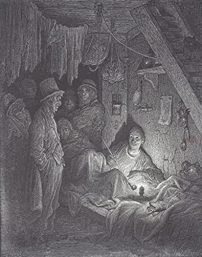 PSVDCTOO Vintage Wanddeko Bilder Poster Wandbild Viktorianische Opiumrauchhöhle in London Von Gustave Dore Poster Wandbild Deko für Zimmer 60x90cm