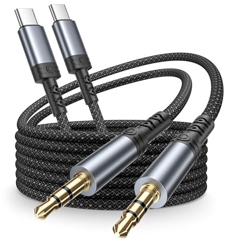 Cavo Aux USB C 1M 2Pack,Cavo USB C a 3.5mm Jack Cavo Audio,Nylon Ca-vo Aux Type C Cable Jack USB C a 3,5mm Audio Cable Cuffia per iPhone 16 Pro Max/16/15 Plus,iPad Pro,Samsung Galaxy S25/S24/S23/S22