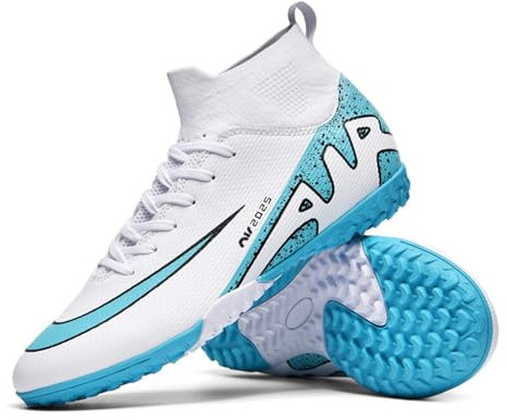 KUUK Fussballschuhe Kunstrasen Herren Hallenschuhe Fussball Turf Fußballschuhe Für Jungen Indoor AG FG TF Trainingsschuhe Outdoor (2309 Weiß TF 40)