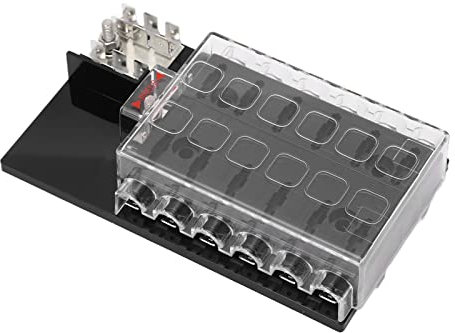 Boîte de Fusibles à Lame Automobile, Porte-traits à Lame de Carroise à 12 Voies ABS Imperméable de Carcons de Cartouche, de 36V DC, 30A par Circuit, Câblage Transparent, Coque