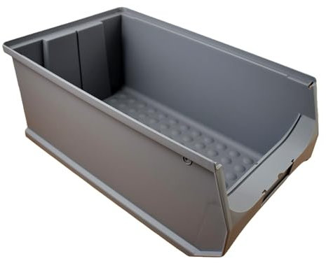 sopo a-z 4 Stück Sichtlagerbox Gr. 5 grau 500x300x200 mm Kunststoff Stapelbox Lagerbox Lagersichtbox Made in Germany