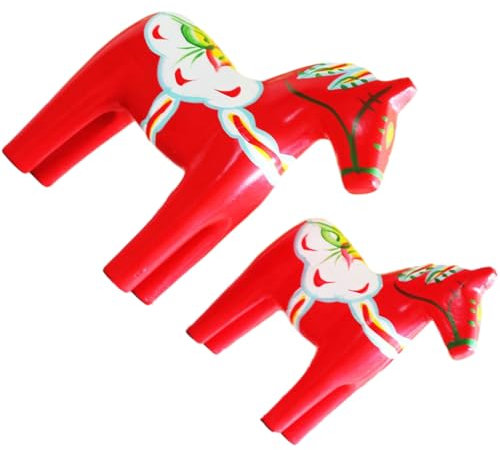 Umweltfreundliche Holzstatue, schwedisches Pferd, Pflege für die Umwelt, Pflege für Zuhause, schwedisches Dala-Pferd, geruchlos, rot, 2 Stück