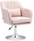 HOMCOM Poltrona da salotto, sedia Relax poltrona da camera grande comfort, cuscini lombari, altezza regolabile girevole a 360°, base in metallo cromato, colore: rosa