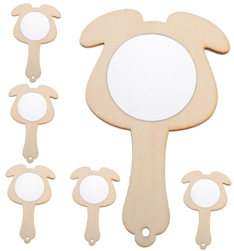 Supvox 6 Stück Teiliges DIY Holzspiegel für Unfertige Mini Handspiegel zum Basteln und Kreative Bastelideen für Kindergarten und Familienaktivitäten