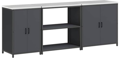 vidaXL Kitchen Cabinet Set - Industrial, Rectangular, Powder-Coated, Height-Adjustable Shelves - Modern Loft Furniture