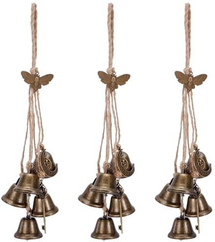UNICRAFTALE 3Stk Hexenglocken Für Türklinken Vintage Hängeglocken | Dekorative Windspiel,Antik Bronze,Legierung,mit Hanfseil,8m Seillänge,36x38mm Glocke,für Haus Garten Hof