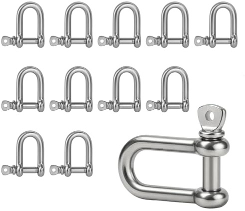 12 Stück M5 Edelstahl Schäkel D Form, Korrosionsbeständig, Hochfest, Ideal für Takelage, Stahlseile, Ketten und Befestigungen im Innen- und Außenbereich,304 D Ring