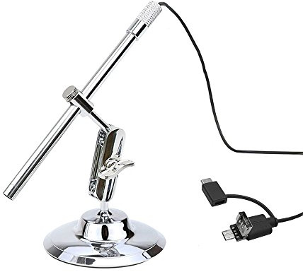 Portable Digital USB Microscope Inspection Magnifier IP67 Waterproof Camera with Built in 8 LED Lights Advanced CMOS Sensor 10X 200X Magnification for Android Smartphones PC Computers Laptops