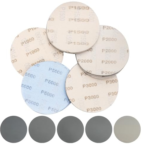 25 Stück Schleifscheiben 120mm Klett, Schleifpapier Klett, Runde Nass Trockene Schleifpads, Körnung 1000/1500/2000/3000/5000 Exzenterschleifer Polierpads 120mm für Metall Holz