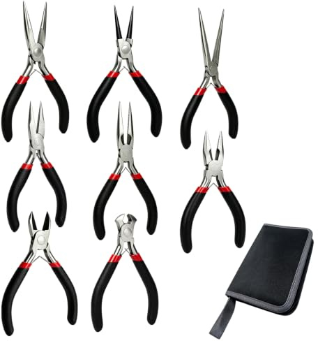 Kit di 8 Pinze per Gioielli, Kit di Strumenti Professionali per la Creazione di Gioielli con Borsa Portaoggetti Adatto per la Creazione di Gioielli e Riparazioni Fai da Te