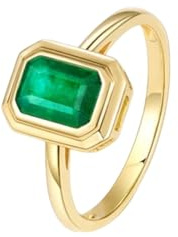 Mesnt 14K Yellow Gold Polished Solitaire Emerald Engagement Ring for Women 0.7ct, Size S 1/2
