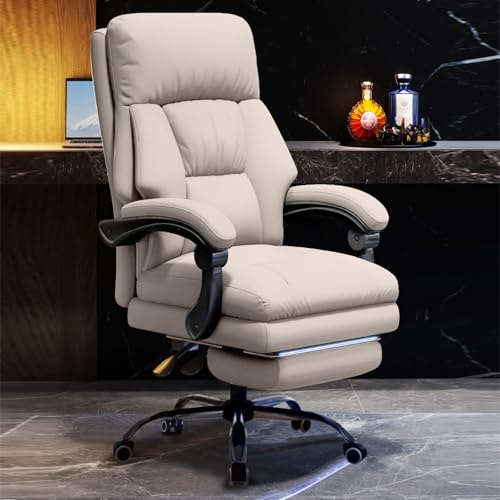 HDHNBA Fauteuil de Bureau avec Repose-Pieds Chaise de Travail Équipé de roulettes Fauteuil de Jeu Informatique à Dossier Haut Fauteuil de Bureau Ergonomique à Inclinaison Réglable