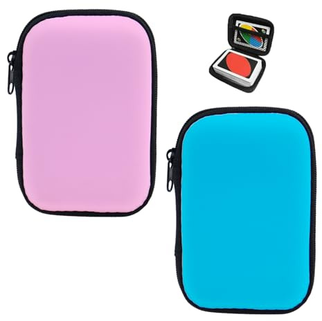 Guthrie 2Pcs Playing Card Case,Waterproof Card Game Holder for UNO and Standard Size Playing Cards,Card Game Holder Case,Portable Storage Box for Travel,Camping,and Outdoor Gaming(Blue/Pink)