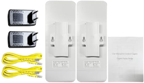 Eminchu Bridge Wireless Ad Alta Potenza 900M, Bridge di Trasmissione a Lunga Distanza da 5,8 GHz 5 Km, Gigabit Ethernet a 2 Porte Ad Alta velocità, Ideale per Aziende Agricole, Cantieri Edili e