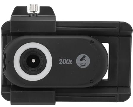 Dioche Micro Lens Phone Objectif de Microscope de Téléphone 200X avec Lumière LED et Filtre CPL - Petit Microscope Numérique Portable Compatible avec Les Smartphones
