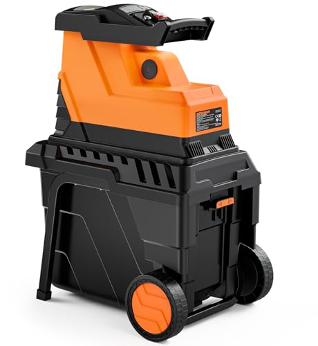 DOVAMAN Brushless Electric Garden Shredder, Silent Impact Shredder, GT10 | 55L Collection Box, Cuts Branches up to 40 mm, 8-Tooth Cutting System and Overload Protection