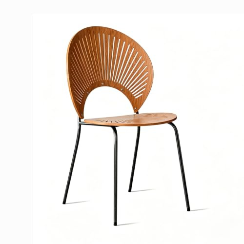 Snaweo Minimalistischer Stuhl mit Schalenlehne, Esszimmerstuhl aus massivem Holz | Moderner armloser Küchenstuhl aus der Mitte des Jahrhunderts, erschwinglicher Luxus-Esszimmerstuhl(Cherry - A)