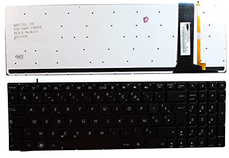 Keyboards4Laptops Francés Retroiluminada Negro Teclado de Repuesto para Ordenador portátil Compatible con ASUS N56