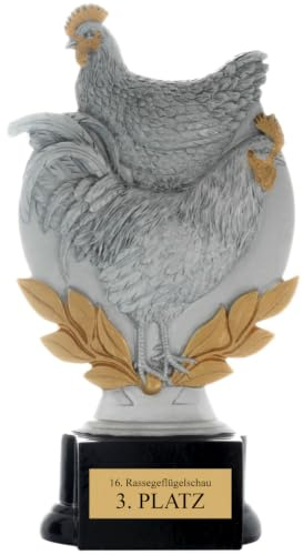 Figur Hahn und Henne Pokal Kleintierzucht 3 Größen mit Gravur