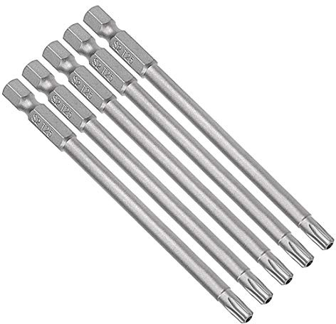 sourcing map Embout de Tournevis T25 Torx 1/4 Hex 100mm Long 5pcs | Hex Tige magnétique T25 Torx, sécurité Long 100mm