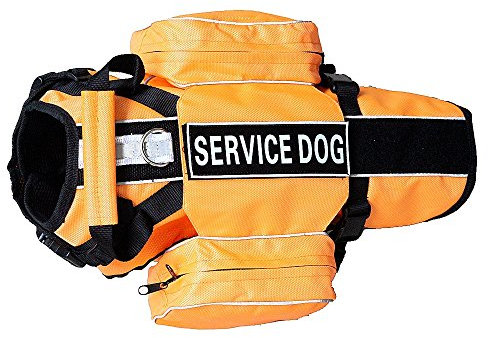 Haoyueer Service Hunderucksack, abnehmbare Satteltaschen mit Etiketten-Patches (S, passend für einen Umfang von 40,6–50,8 cm, Orange)