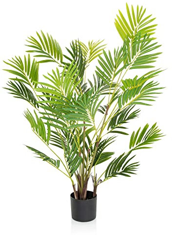 hjh OFFICE Plante Artificielle Areca I Hauteur 120 cm Vert Déco Palmier à Fruits d'or Facile à Entretenir Palmier d'intérieur Artificiel, 871010