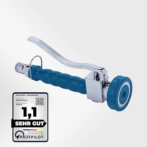 BE-GASTRO I Grifo Industrial Hostelería - Alcachofa de ducha de mano (azul), incluye barra de sujeción, 1/2 Standard AG | Alcachofa de repuesto de acero inoxidable para alcachofa de cocina