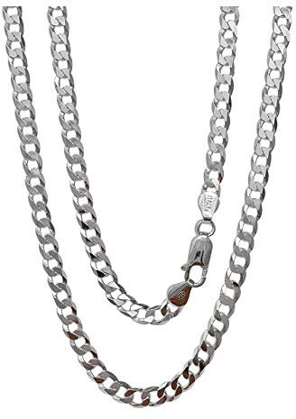 Treasure Bay Italian Silver Curb Chain for Men and Women 6.2mm Solid 925 Sterling Silver Curb Chain (40)