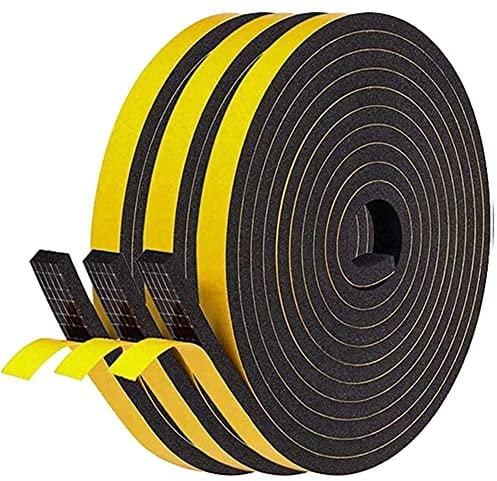 NAVK Selbstklebend Schaumstoff klebeband 6mm x 3mm, 5m Schwarzes Dichtungsband Fensterdichtung für Tür Schalldämmung Anti-Kollision Gegen warme kalte Zugluft und Lärm, 3 Rollen